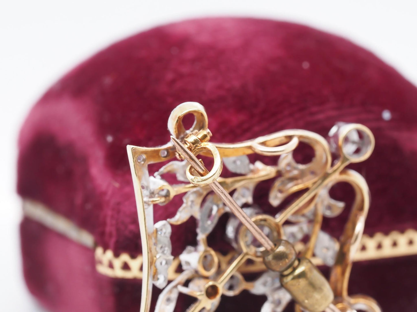 1940s 14K Yellow Gold and White Gold Old European Diamond Pendant and Brooch