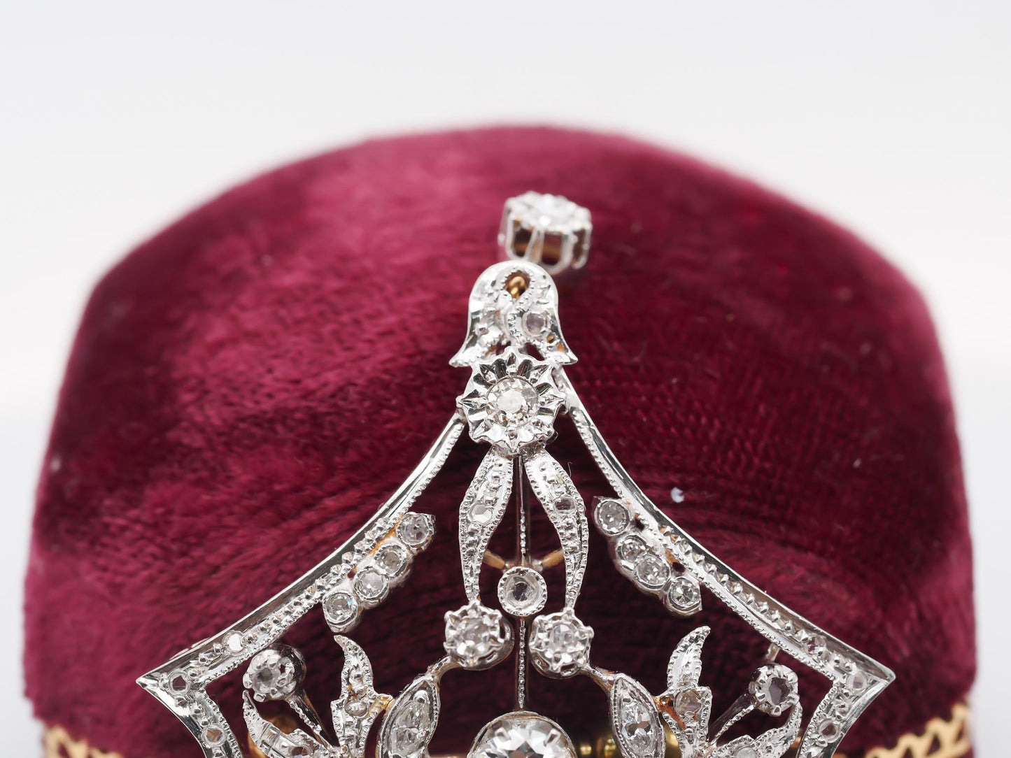 1940s 14K Yellow Gold and White Gold Old European Diamond Pendant and Brooch