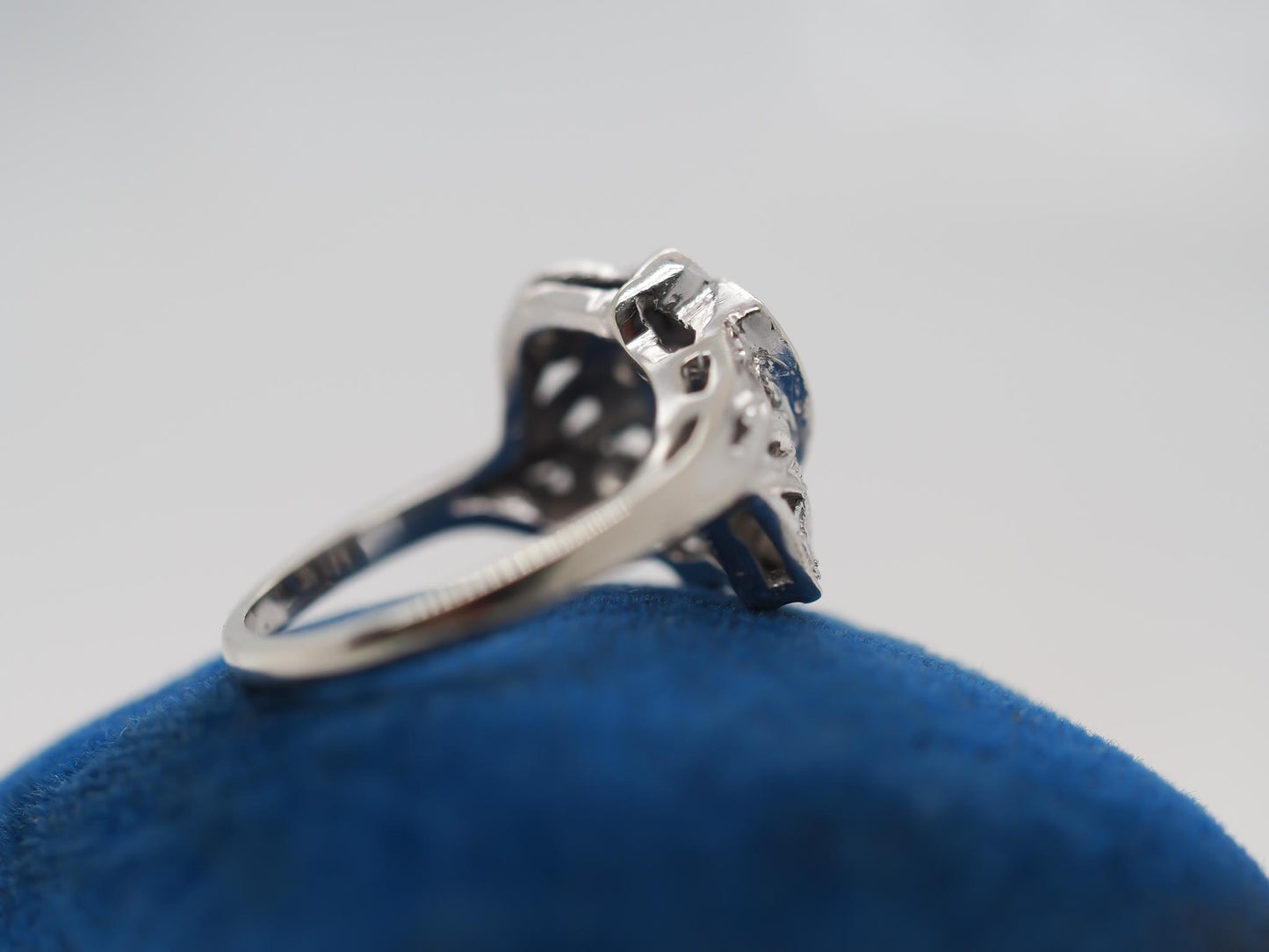 Circa 1940s 14K White Gold Sapphire and Diamond Ring - VHK#849