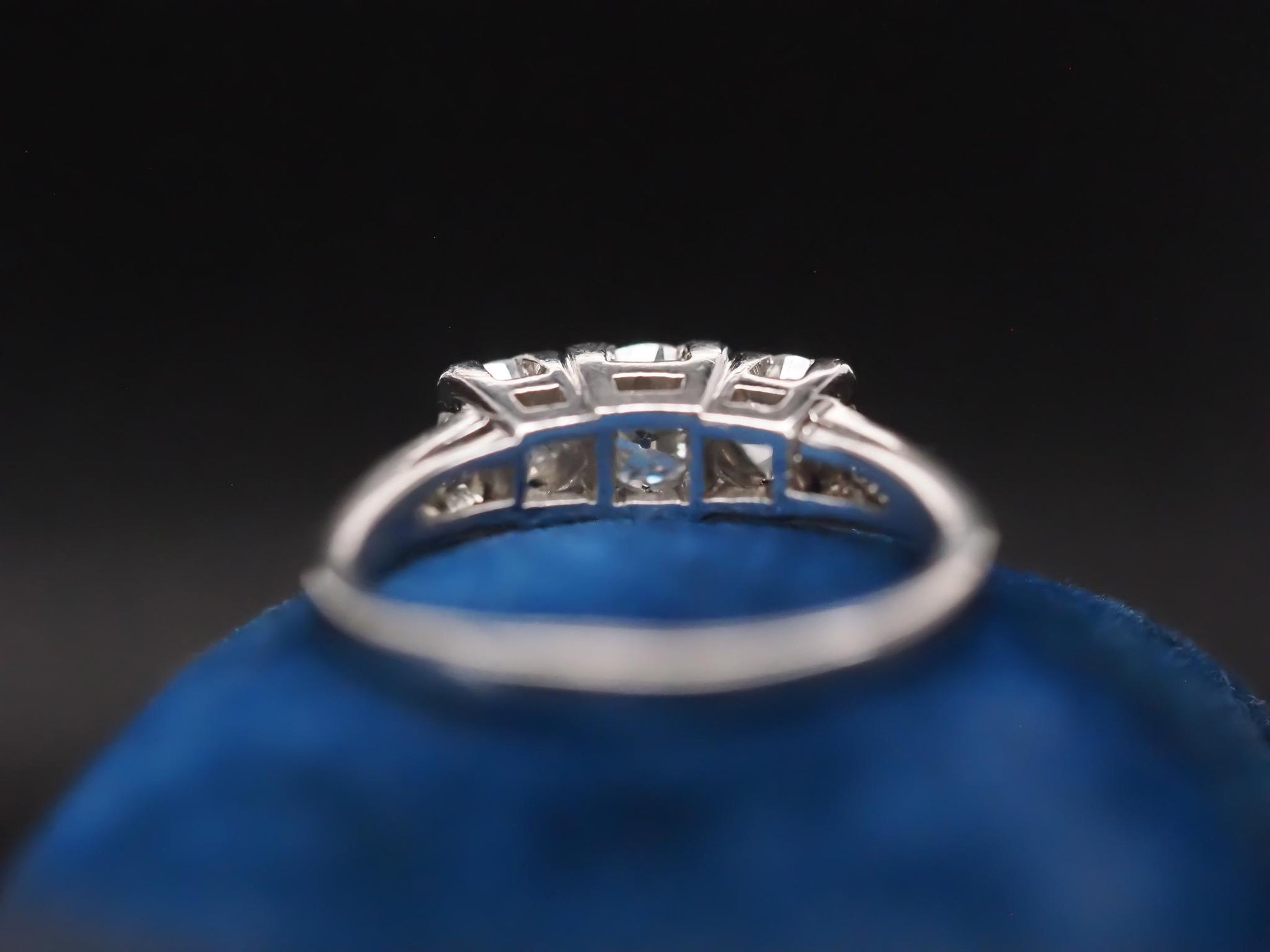 Circa 1920s Platinum 1.00ct Old European Diamond 3 Stone Ring - VHK#785