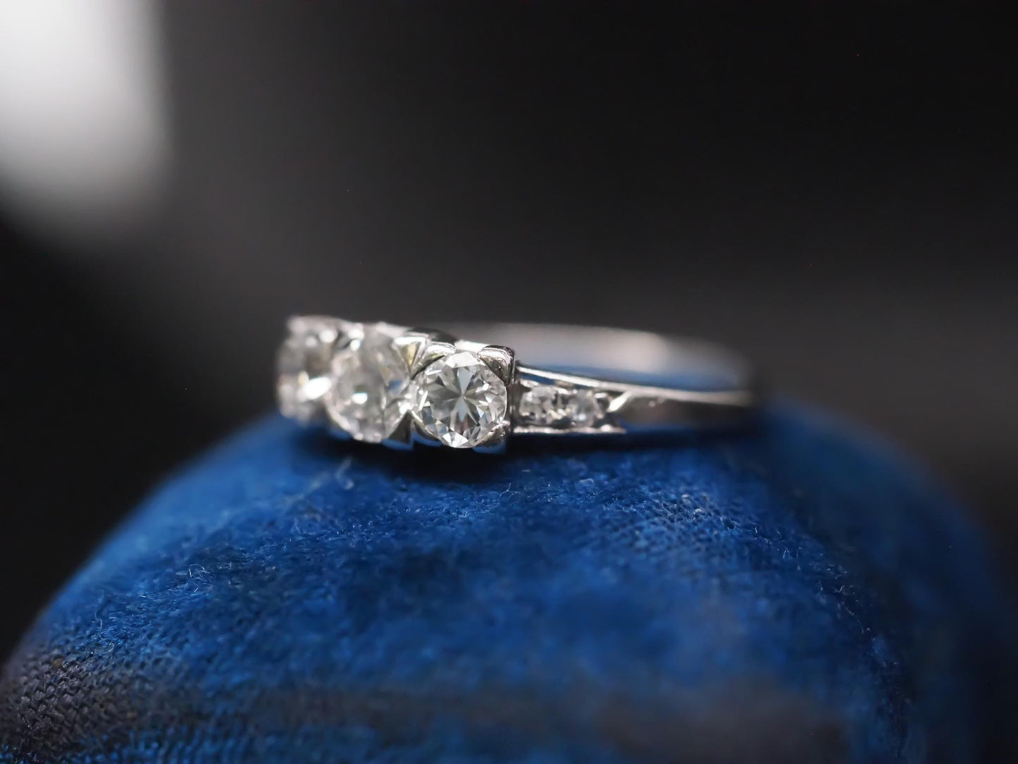 Circa 1920s Platinum 1.00ct Old European Diamond 3 Stone Ring - VHK#785