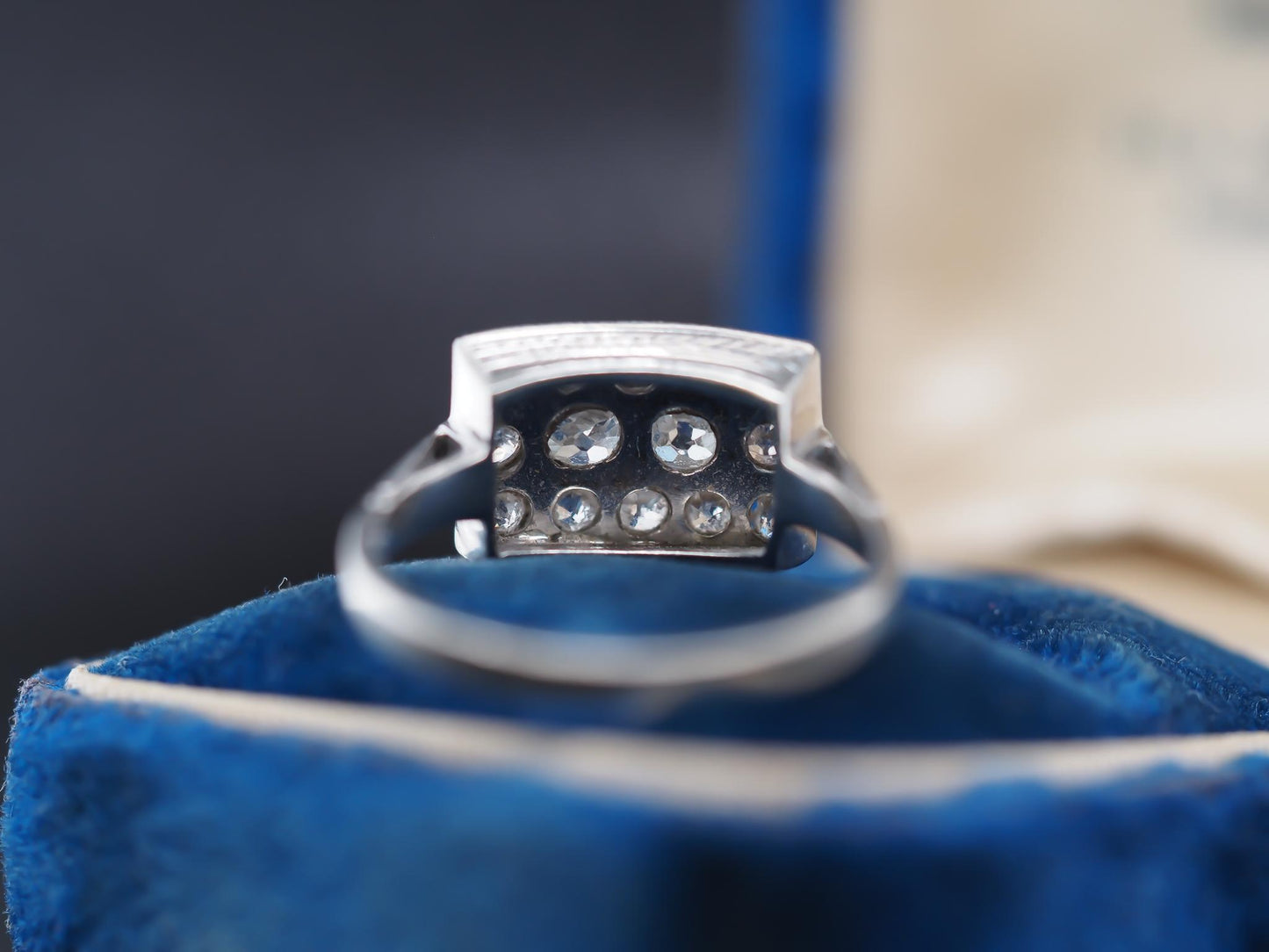 Circa 1920s 18K White Gold Old Mine Cluster Ring - VHK#786