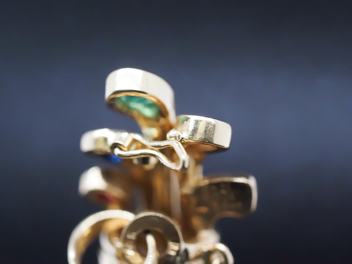 18K Yellow Gold Golf Caddy Pendant w Emerald, Sapphire, Diamond & Ruby - VHK#797