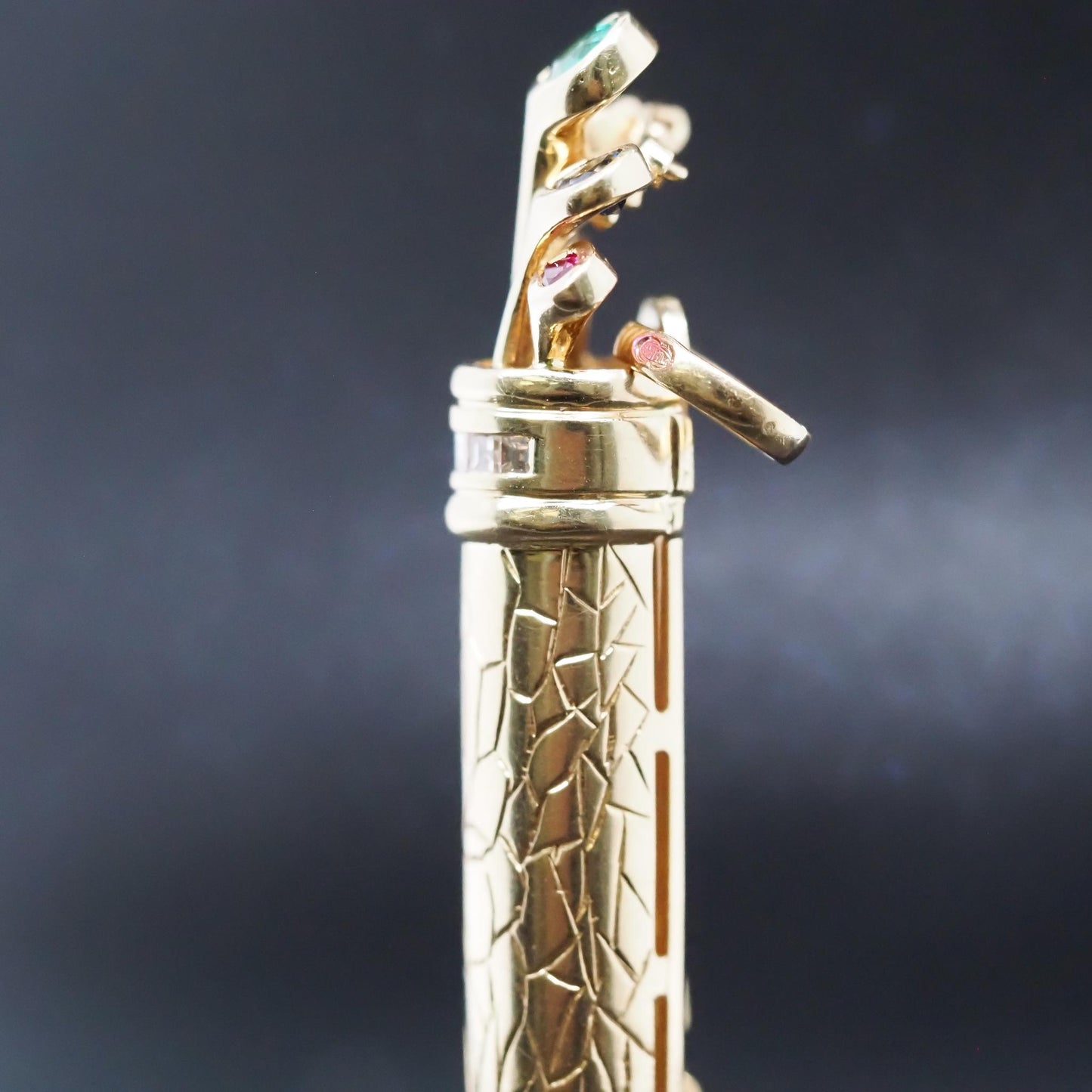 18K Yellow Gold Golf Caddy Pendant w Emerald, Sapphire, Diamond & Ruby - VHK#797