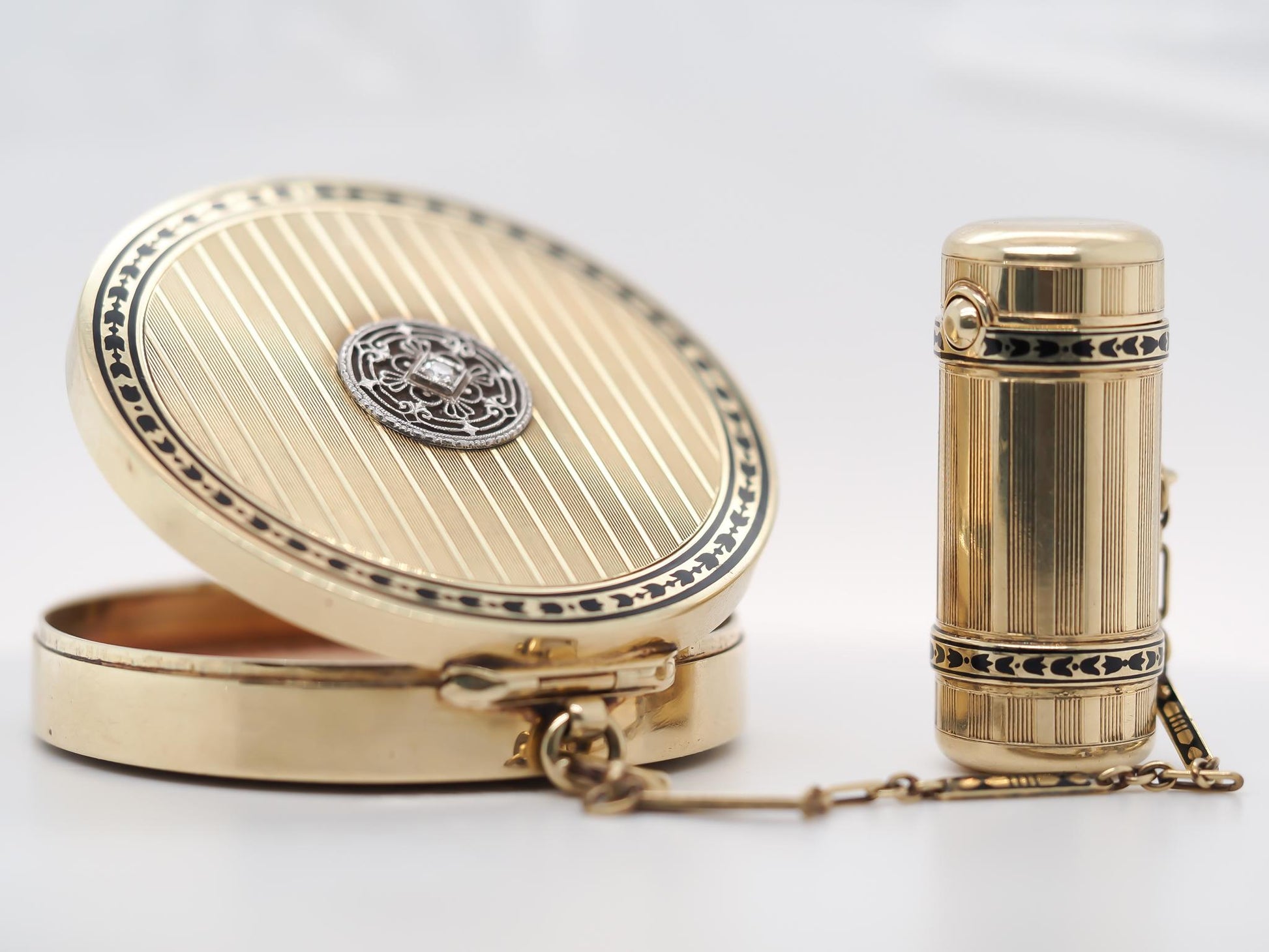 14K Gold Tiffany & Co. Lipstick Holder & Compact set with Chain - VHK#798