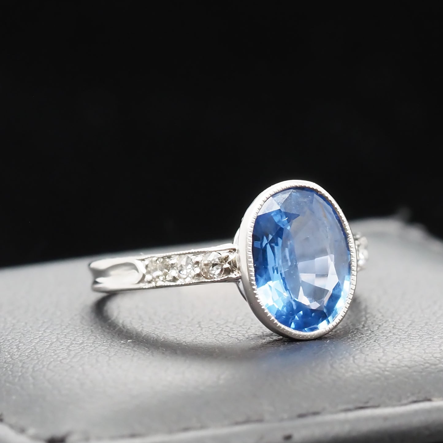 1920s Platinum Art Deco 2.42ct Unheated GIA Sapphire Engagement Ring
