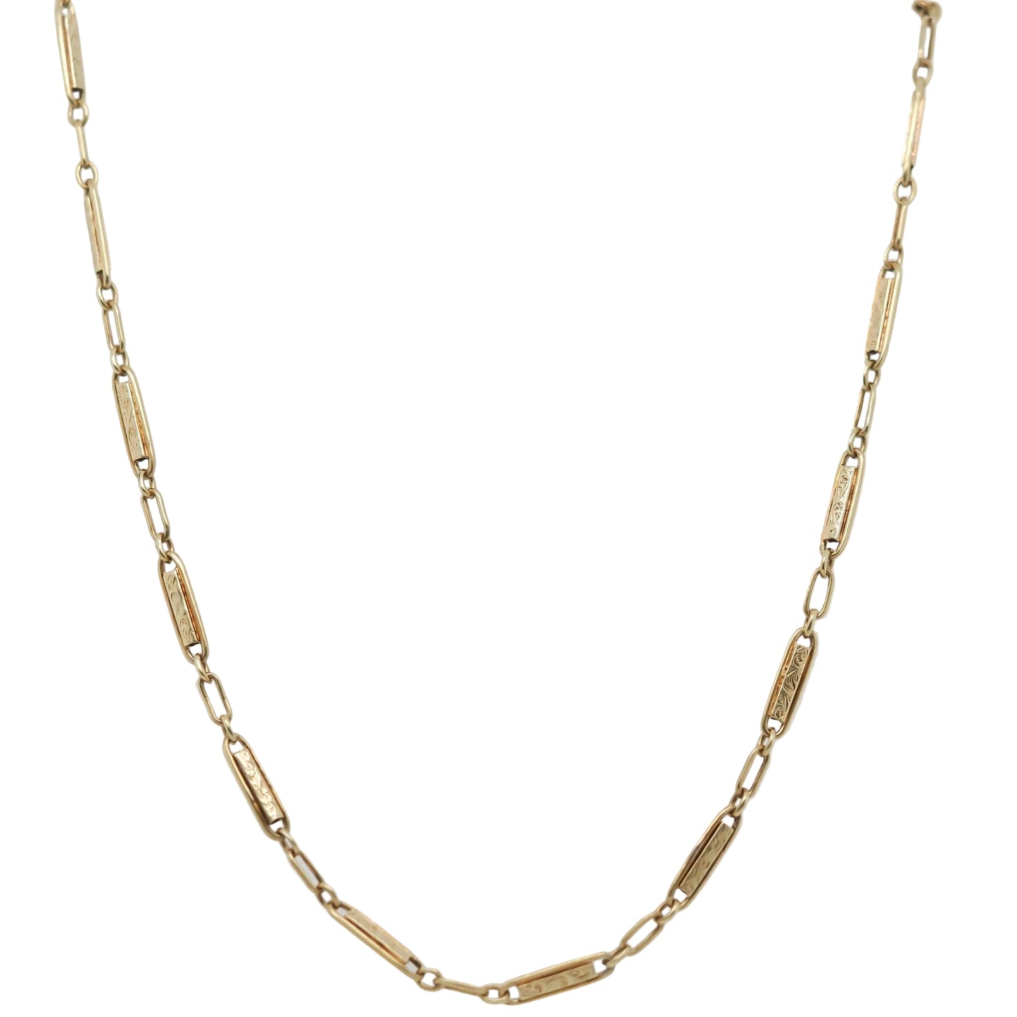 1900s 14K Yellow Gold Station Antique Chain 14 Inch - VHK#793