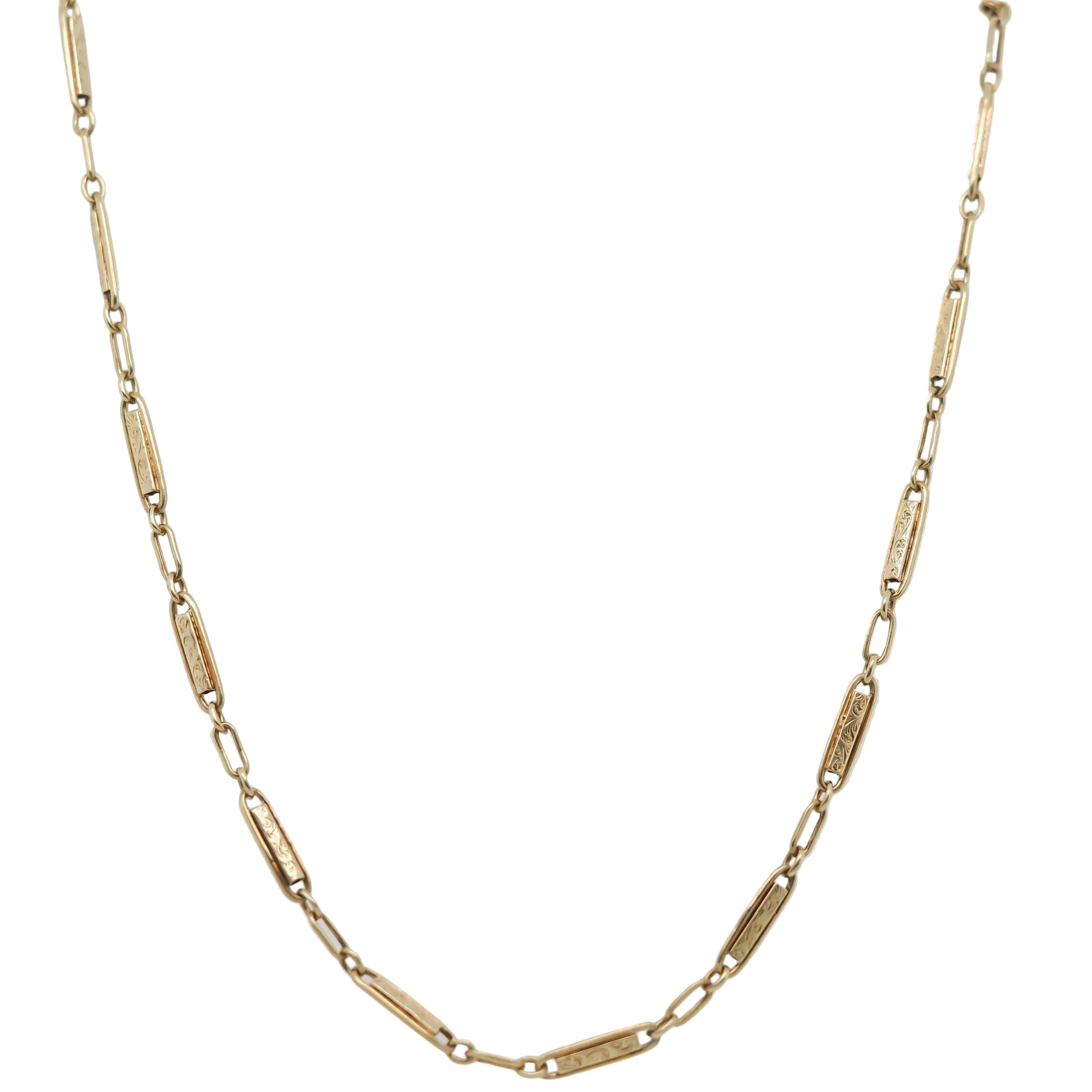 1900s 14K Yellow Gold Station Antique Chain 14 Inch - VHK#793