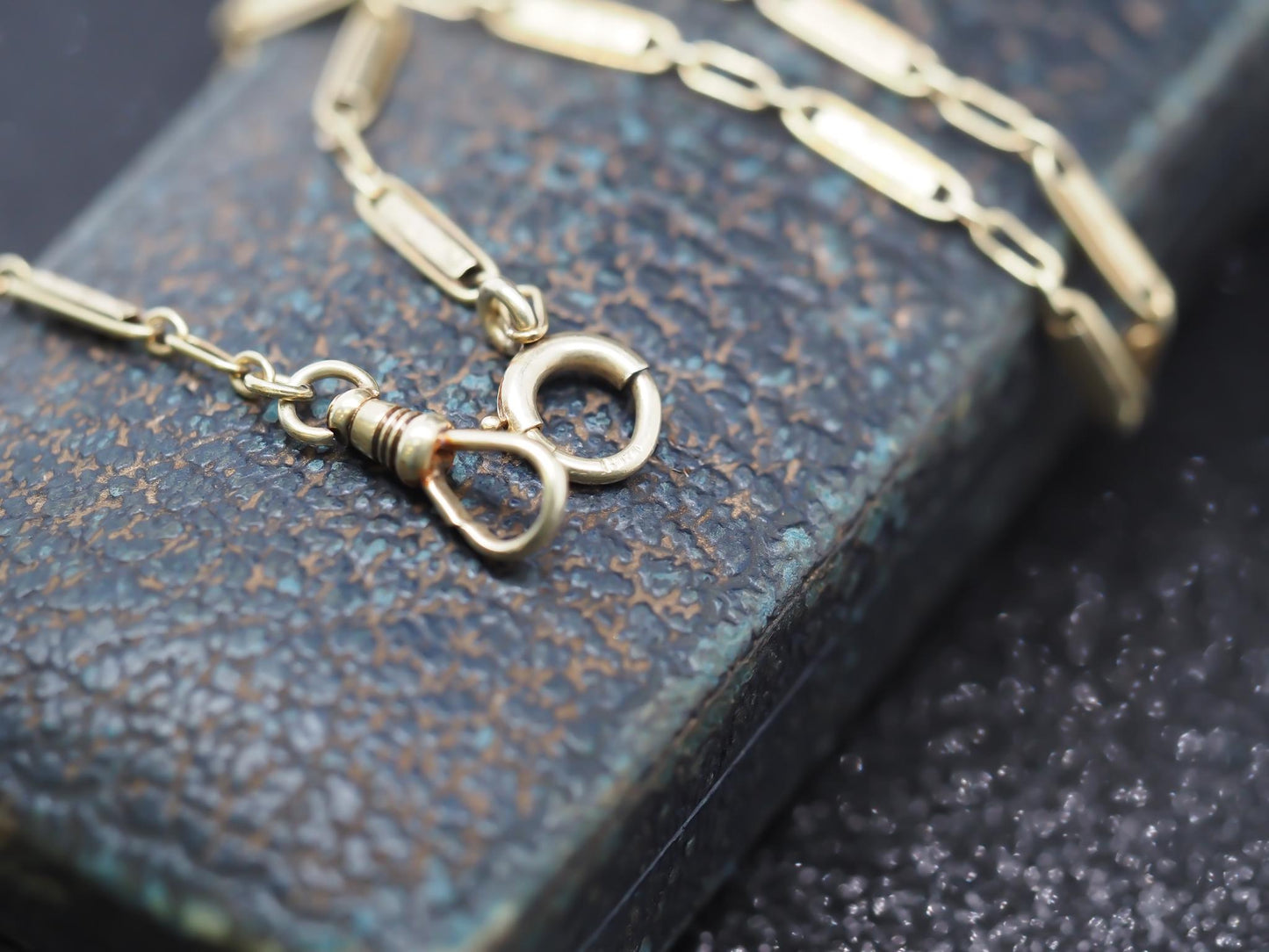 1900s 14K Yellow Gold Station Antique Chain 14 Inch - VHK#793