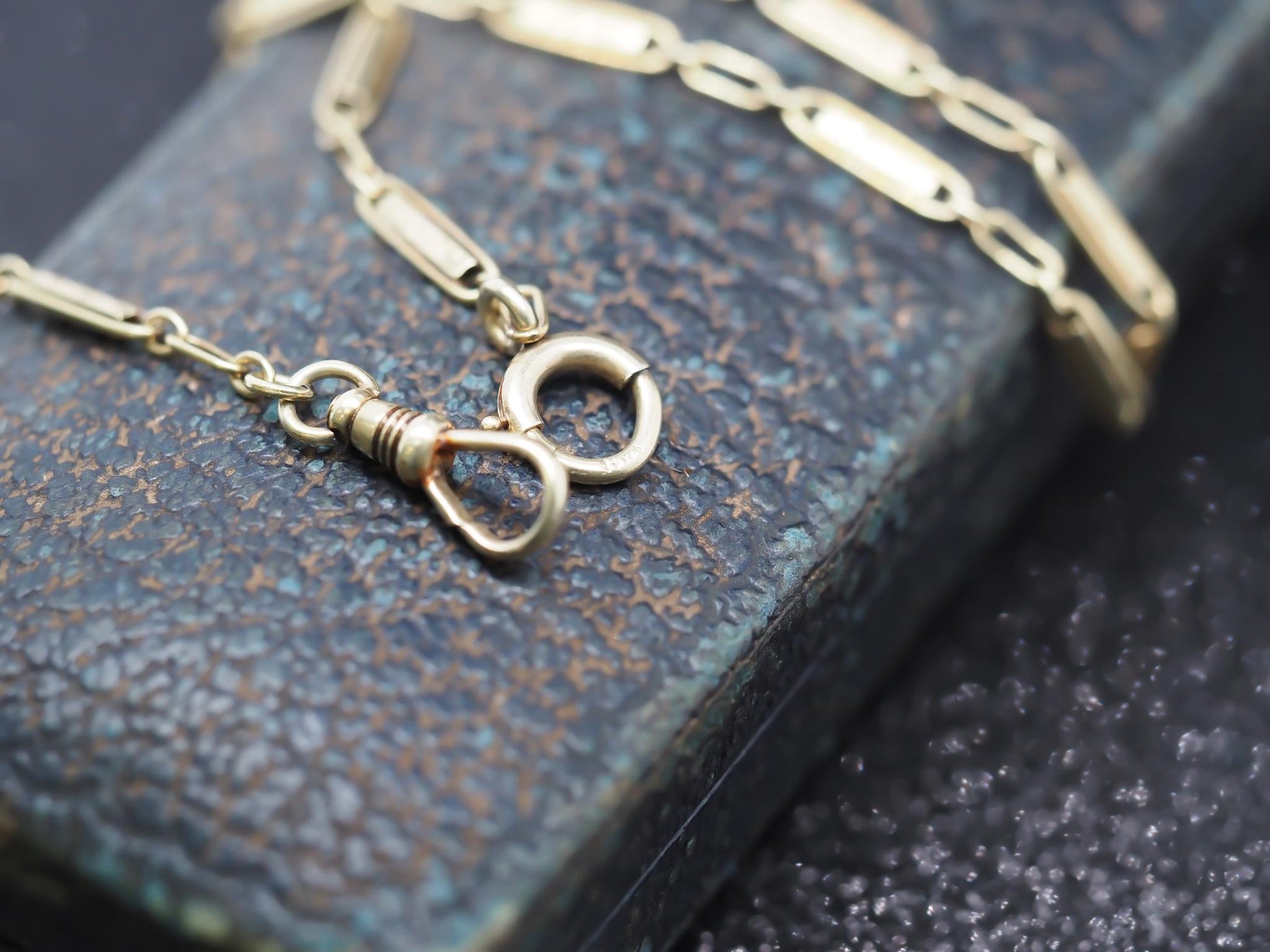 1900s 14K Yellow Gold Station Antique Chain 14 Inch - VHK#793