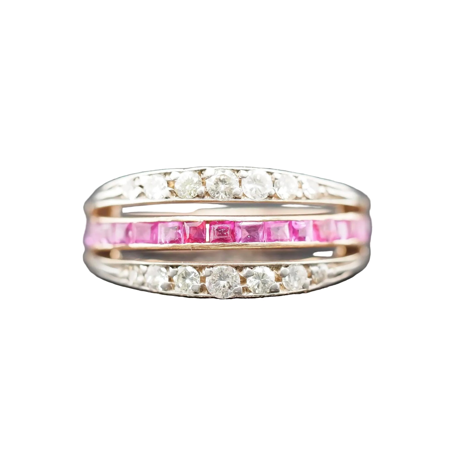 1940s 14K Yellow Gold Ruby, Sapphire and Diamond Flip Ring - VHK#810