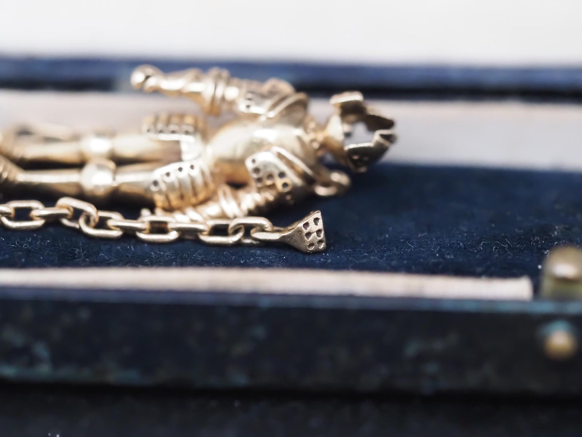 intage Knight in Armor Articulating Pendant with Hanging Chain