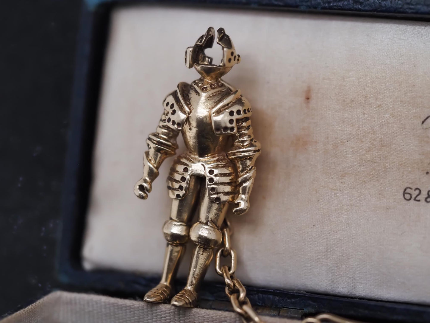 intage Knight in Armor Articulating Pendant with Hanging Chain