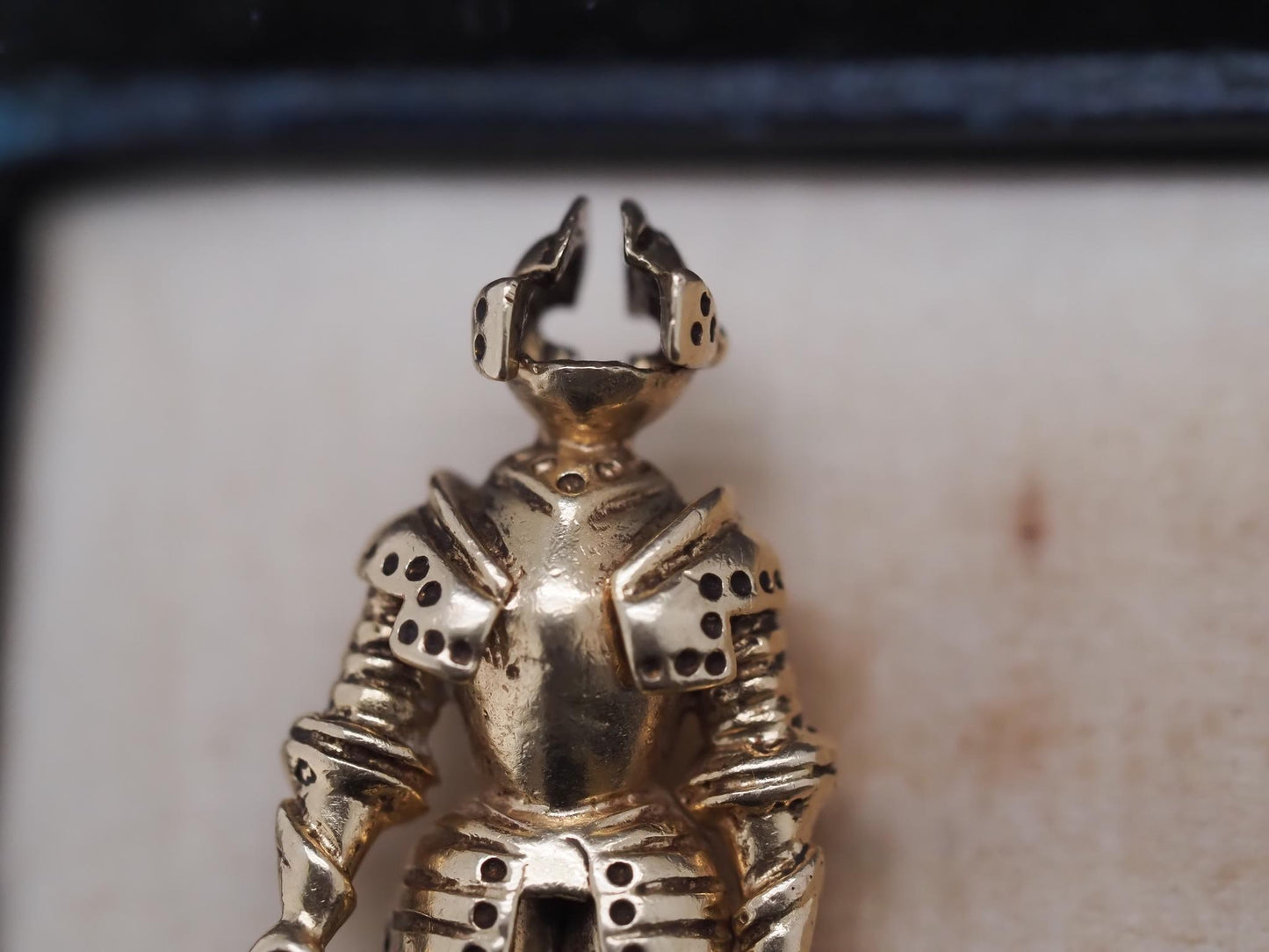 intage Knight in Armor Articulating Pendant with Hanging Chain