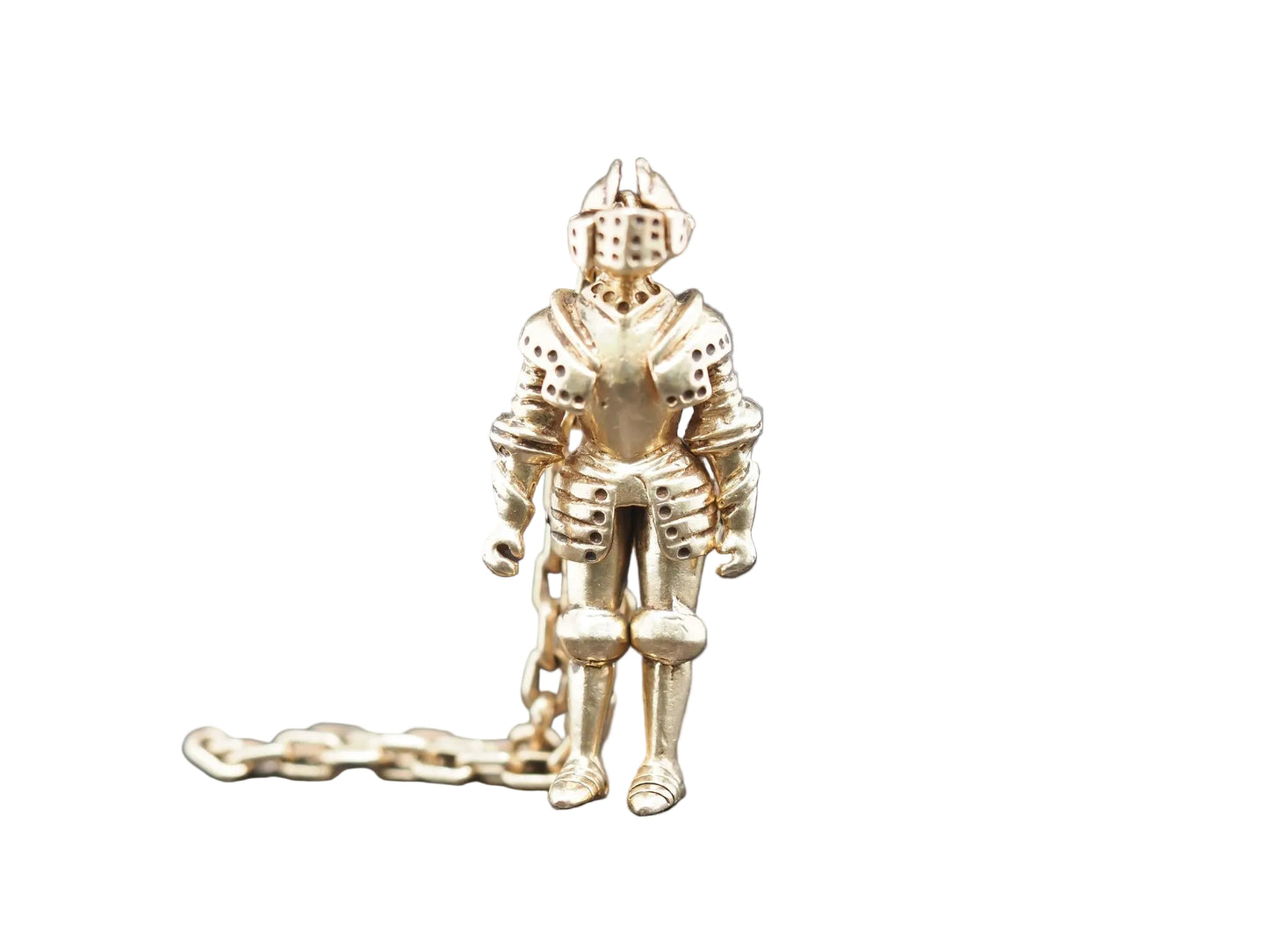 intage Knight in Armor Articulating Pendant with Hanging Chain