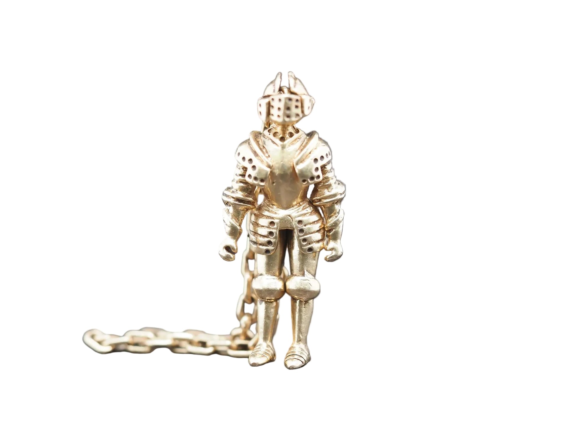 intage Knight in Armor Articulating Pendant with Hanging Chain