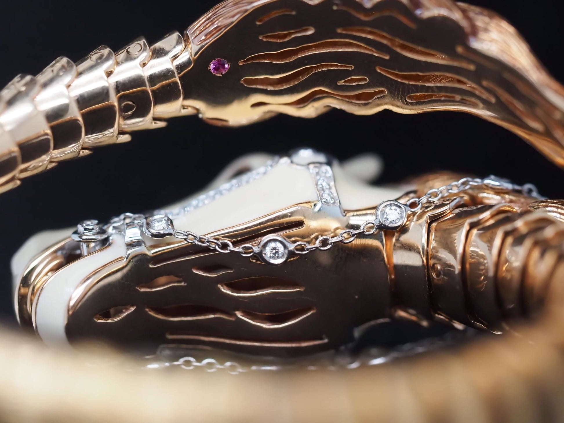 18K Yellow Gold Diamond and Enamel Roberto Coin Equestrian Horse