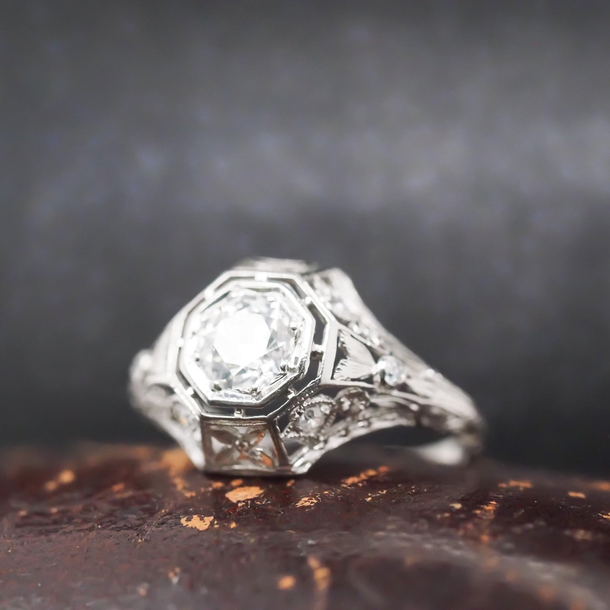 1920s Platinum Filigree .50ct Old European Diamond Engagement Ring - VHK#795