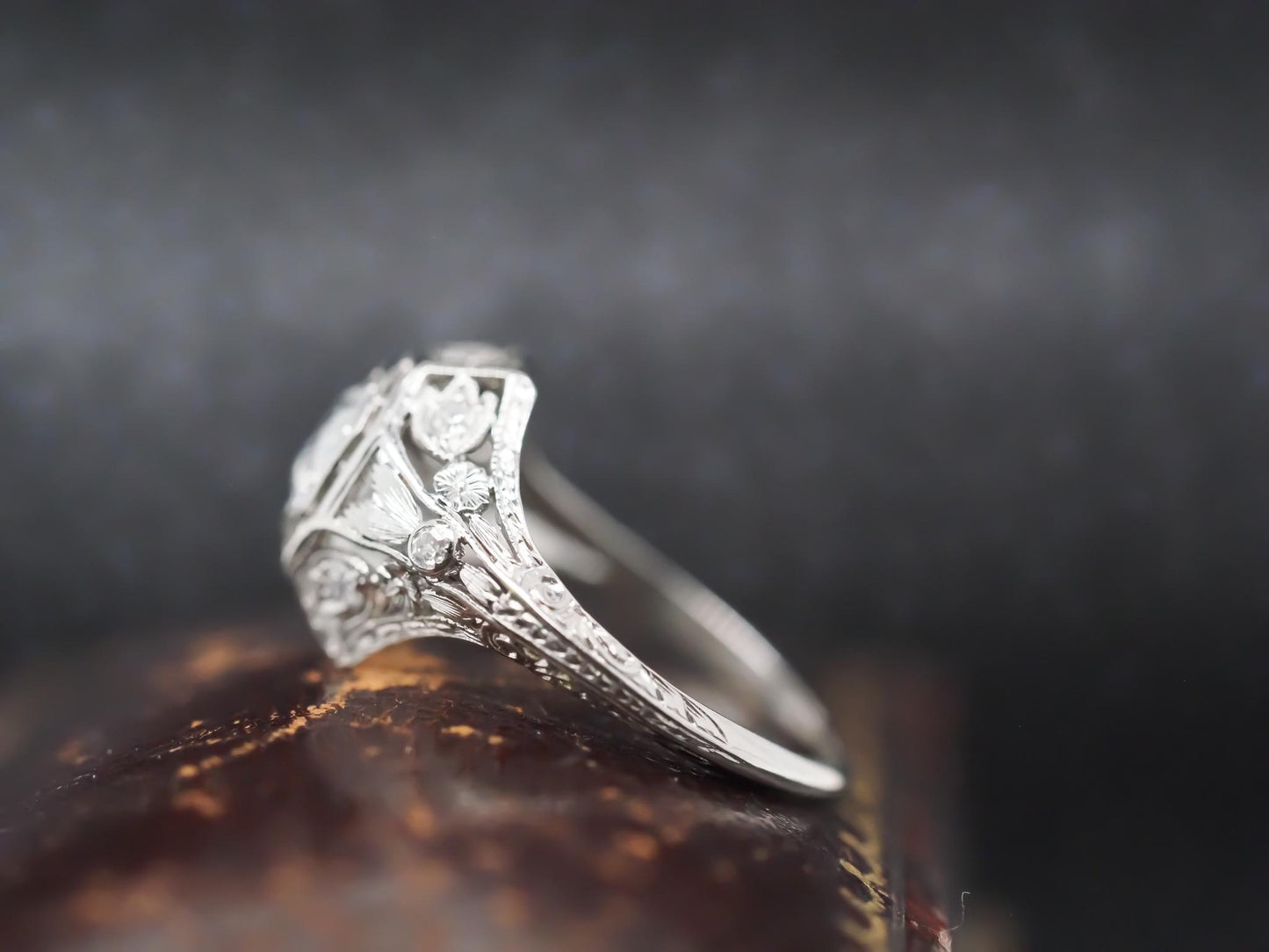 1920s Platinum Filigree .50ct Old European Diamond Engagement Ring - VHK#795