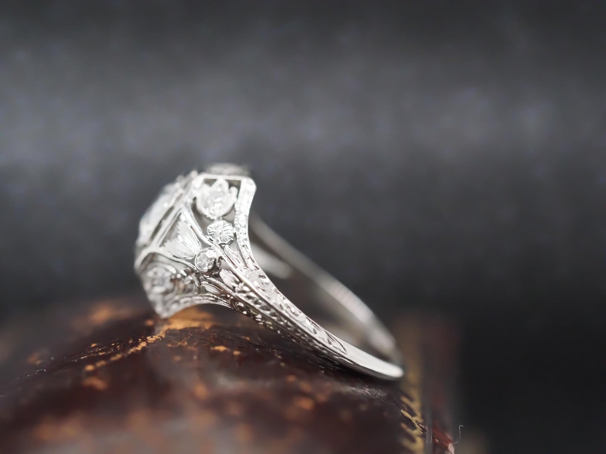 1920s Platinum Filigree .50ct Old European Diamond Engagement Ring - VHK#795