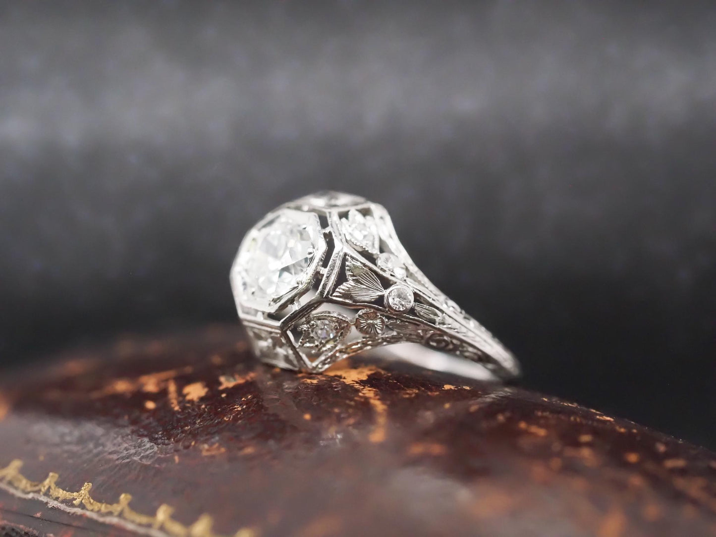 1920s Platinum Filigree .50ct Old European Diamond Engagement Ring - VHK#795