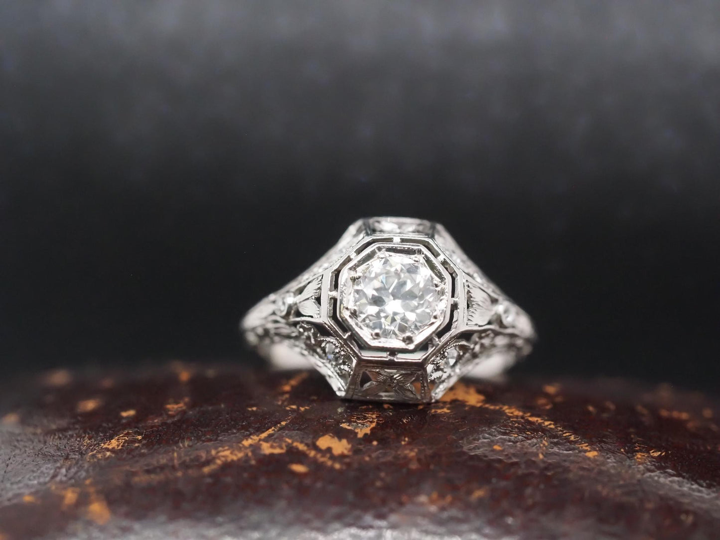 1920s Platinum Filigree .50ct Old European Diamond Engagement Ring - VHK#795