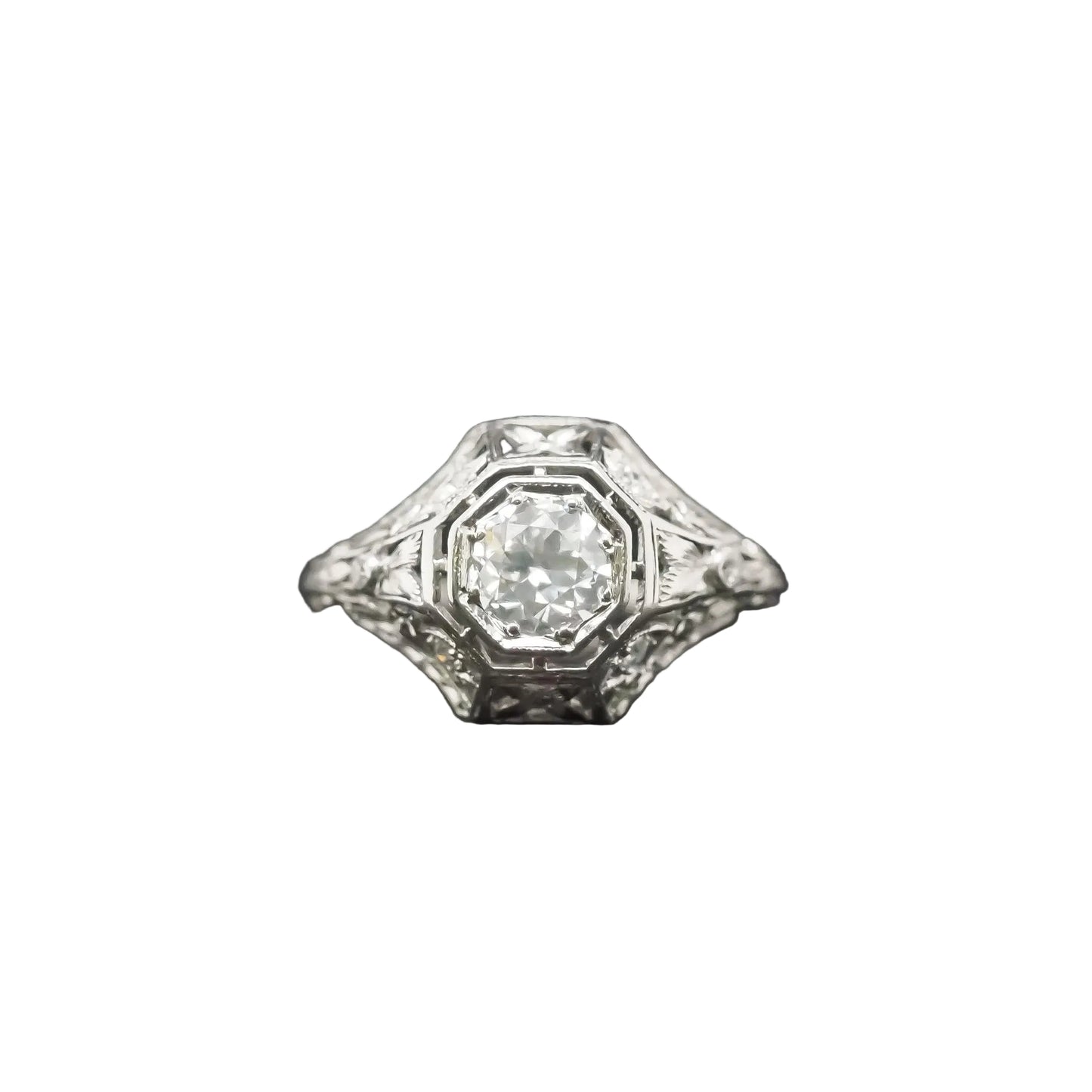 1920s Platinum Filigree .50ct Old European Diamond Engagement Ring - VHK#795