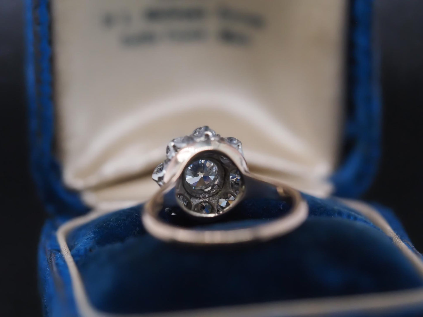 Edwardian 14K Yellow Gold and Platinum Diamond Cluster Halo Ring - VHK#799