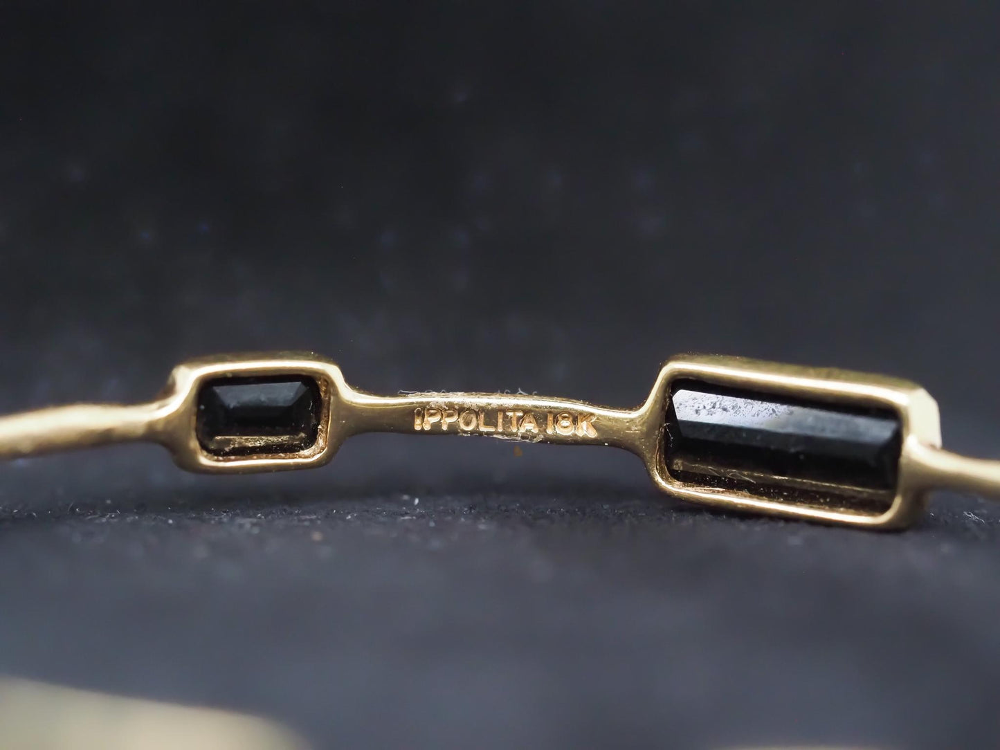 IPPOLITA 18k Yellow Gold Onyx and Hammered Finish Bangle - VHK#801