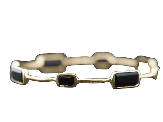 IPPOLITA 18k Yellow Gold Onyx and Hammered Finish Bangle - VHK#801