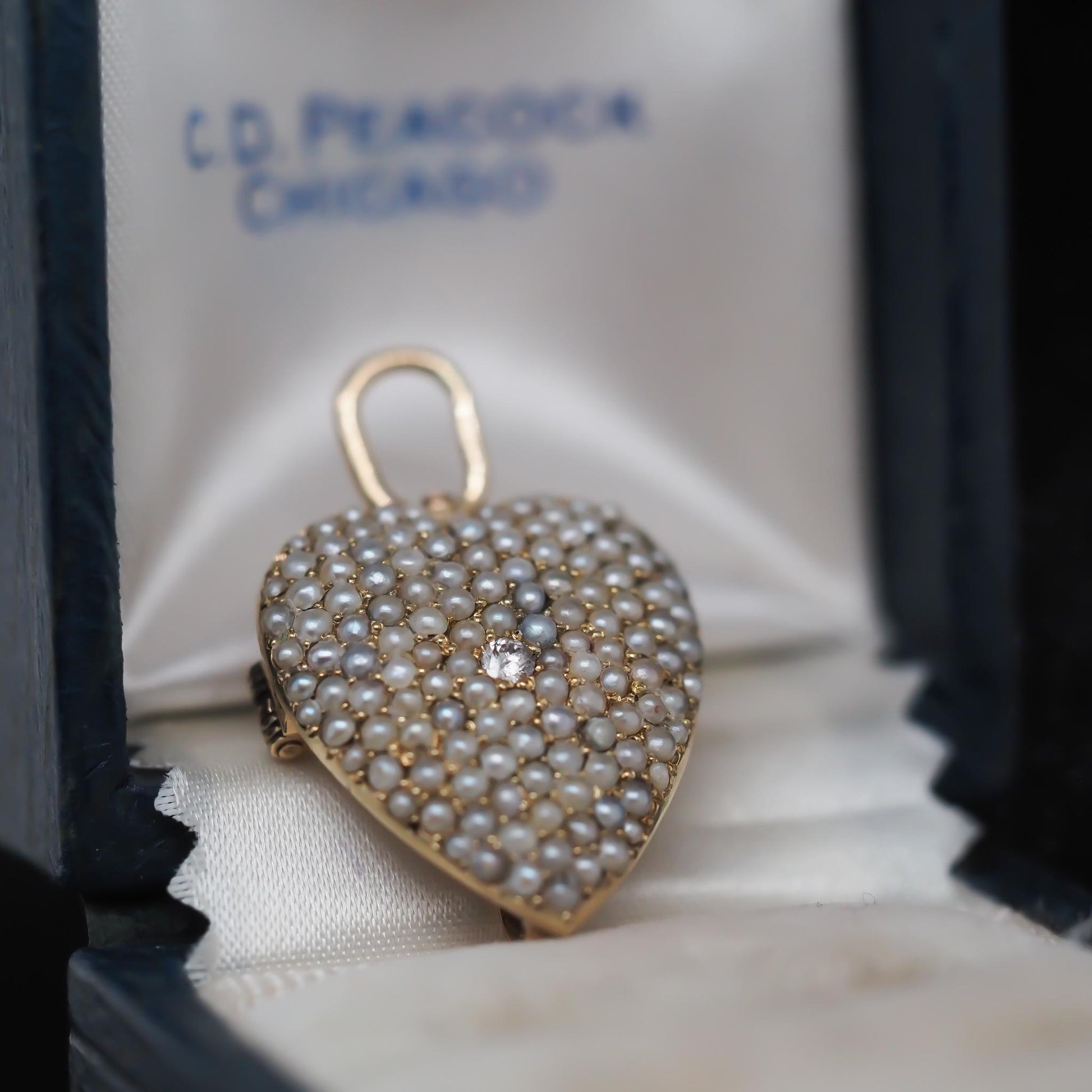 Victorian Pearl and Diamond Heart Shape Pendant and Brooch - VHK#815