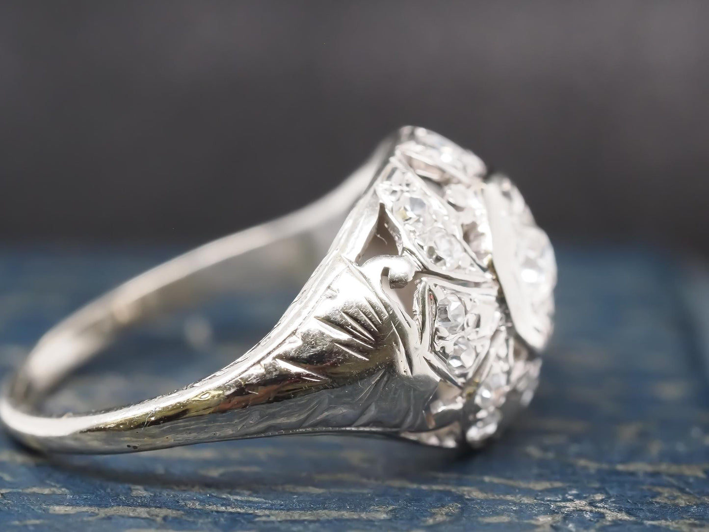 Circa 1930s 18K White Gold Art Deco Engagement Ring - VHK#682a