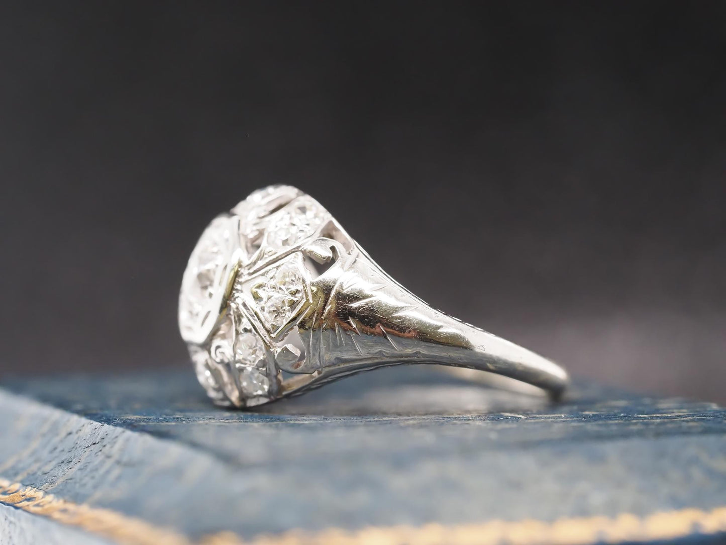 Circa 1930s 18K White Gold Art Deco Engagement Ring - VHK#682a