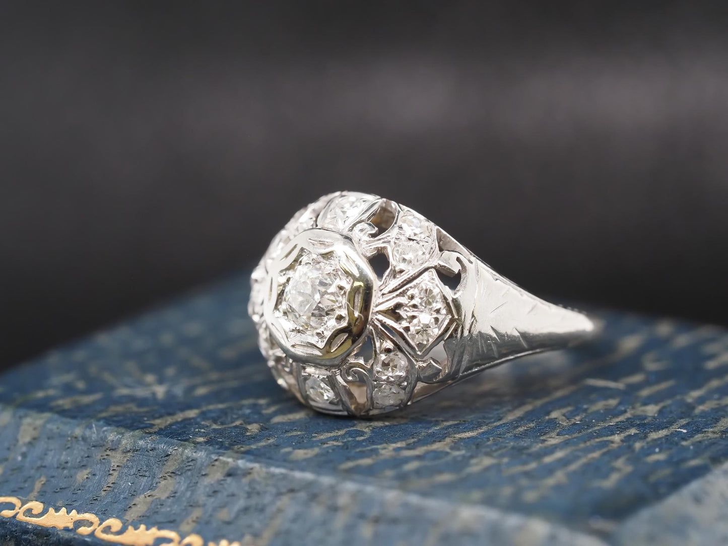 Circa 1930s 18K White Gold Art Deco Engagement Ring - VHK#682a