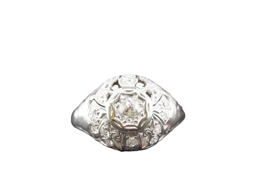 Circa 1930s 18K White Gold Art Deco Engagement Ring - VHK#682a