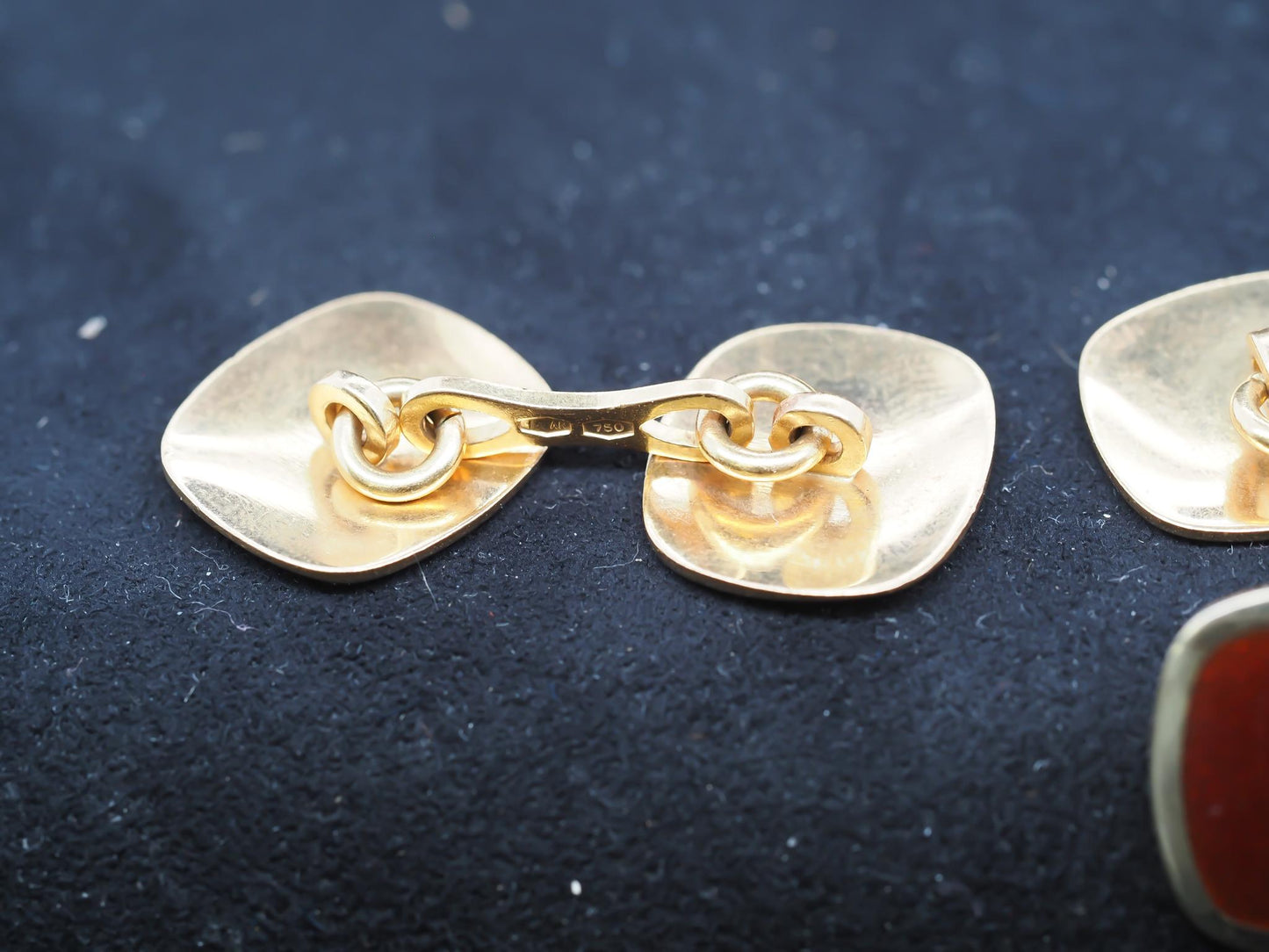 Vintage 18k Yellow Gold Red Enamel Cufflinks - VHK#827