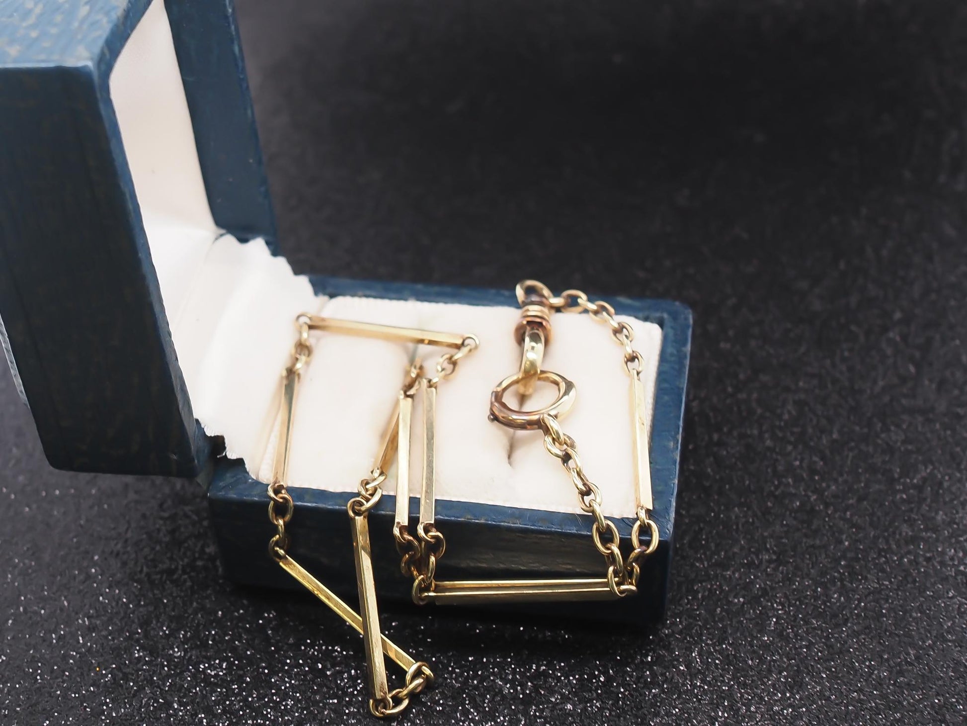 Circa 1920s 14K Yellow Gold Station Bar Necklace Chain - VHK#844