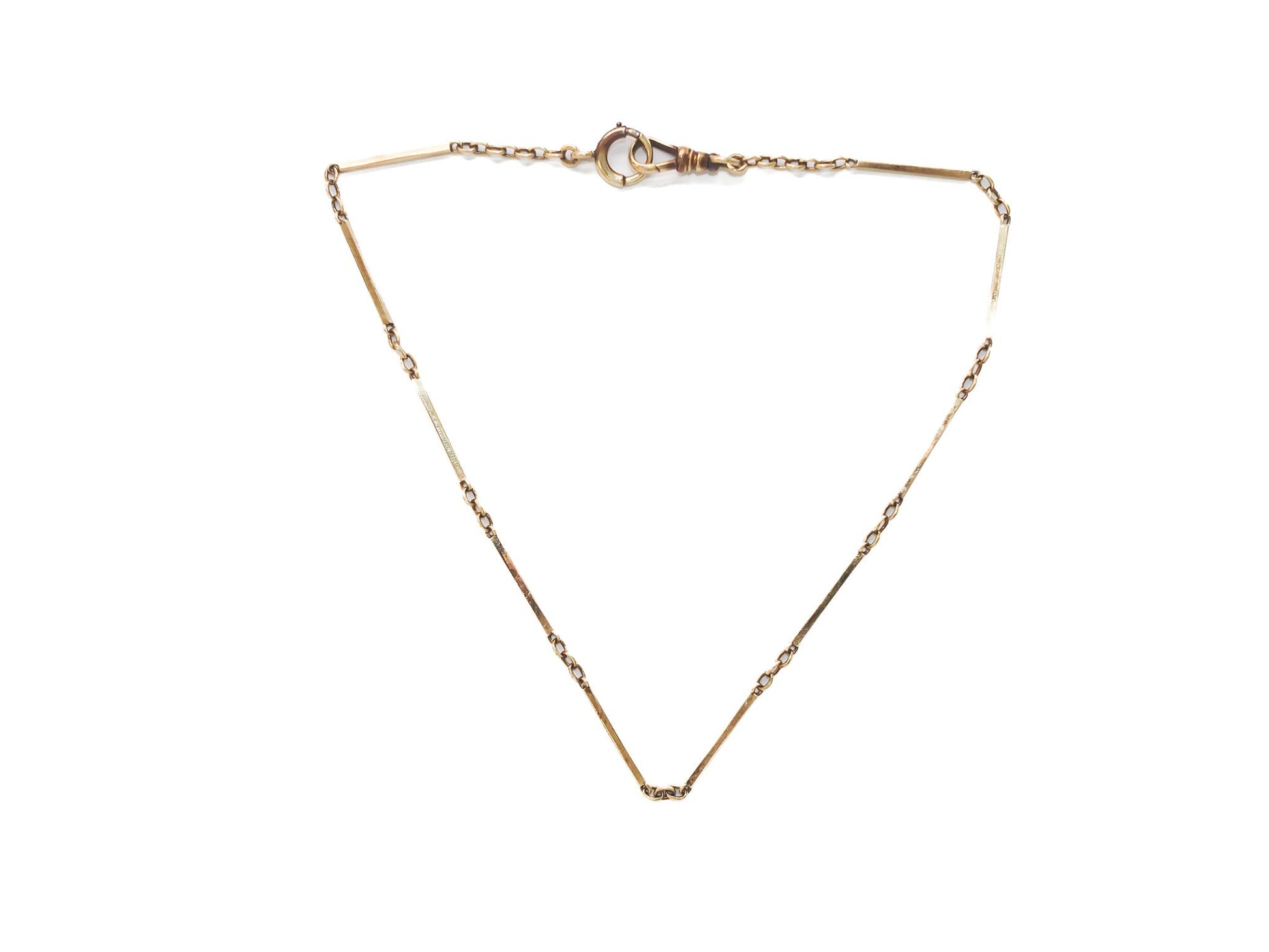 Circa 1920s 14K Yellow Gold Station Bar Necklace Chain - VHK#844