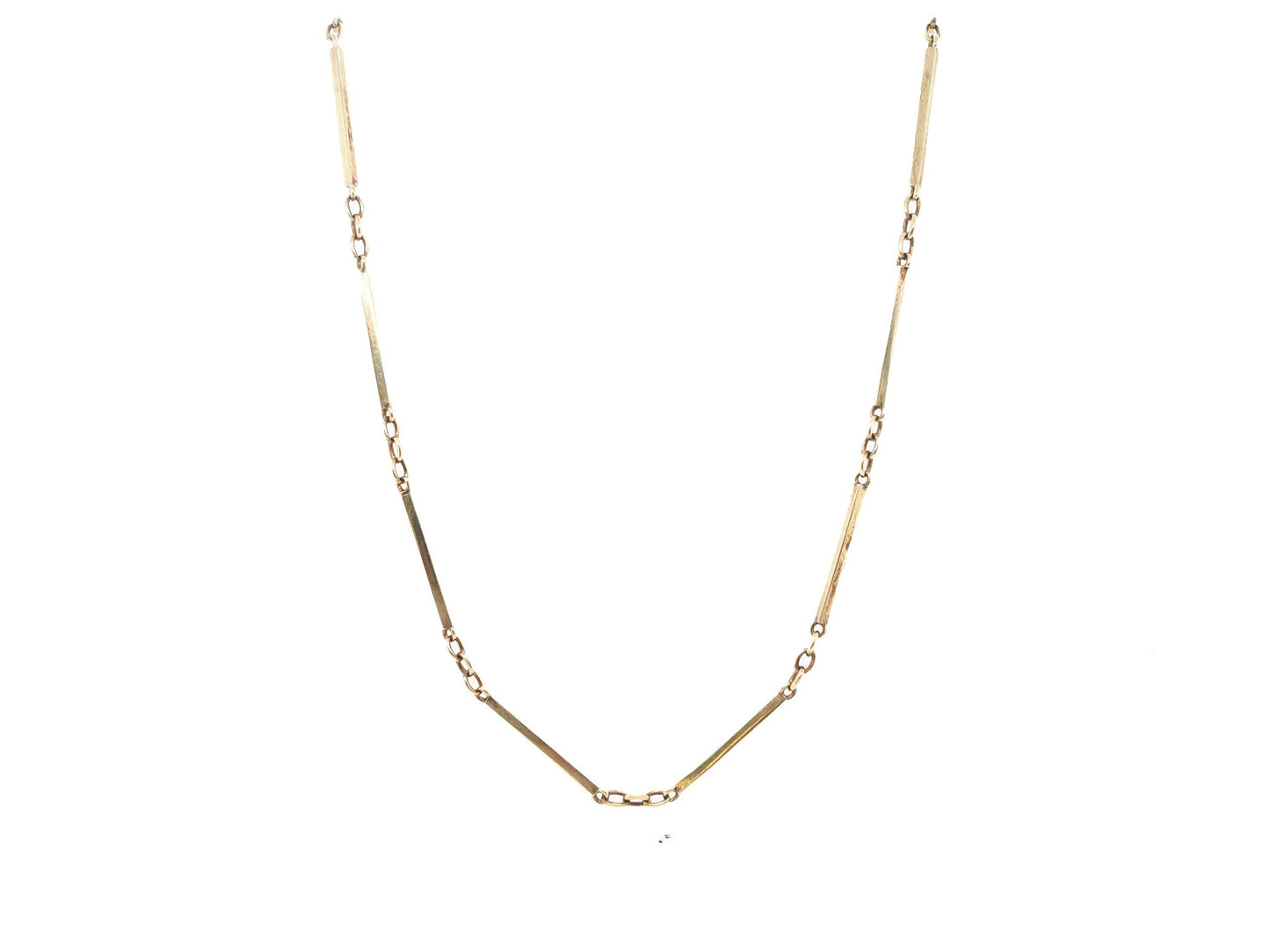 Circa 1920s 14K Yellow Gold Station Bar Necklace Chain - VHK#844