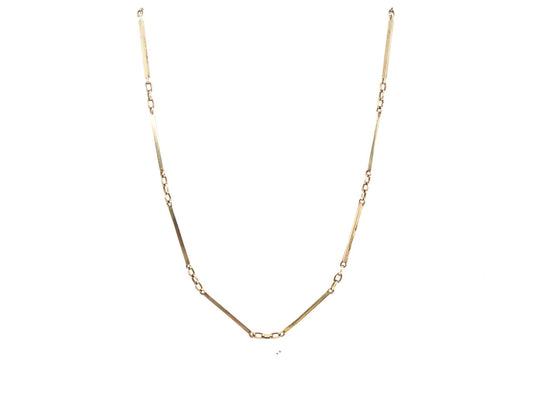 Circa 1920s 14K Yellow Gold Station Bar Necklace Chain - VHK#844
