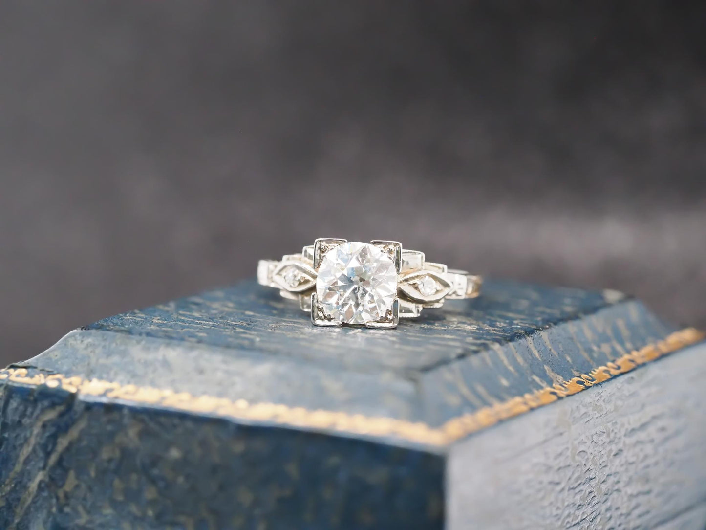 Circa 1920s 18K White Gold 1.20ct Old European Diamond Engagement Ring - VHK#831