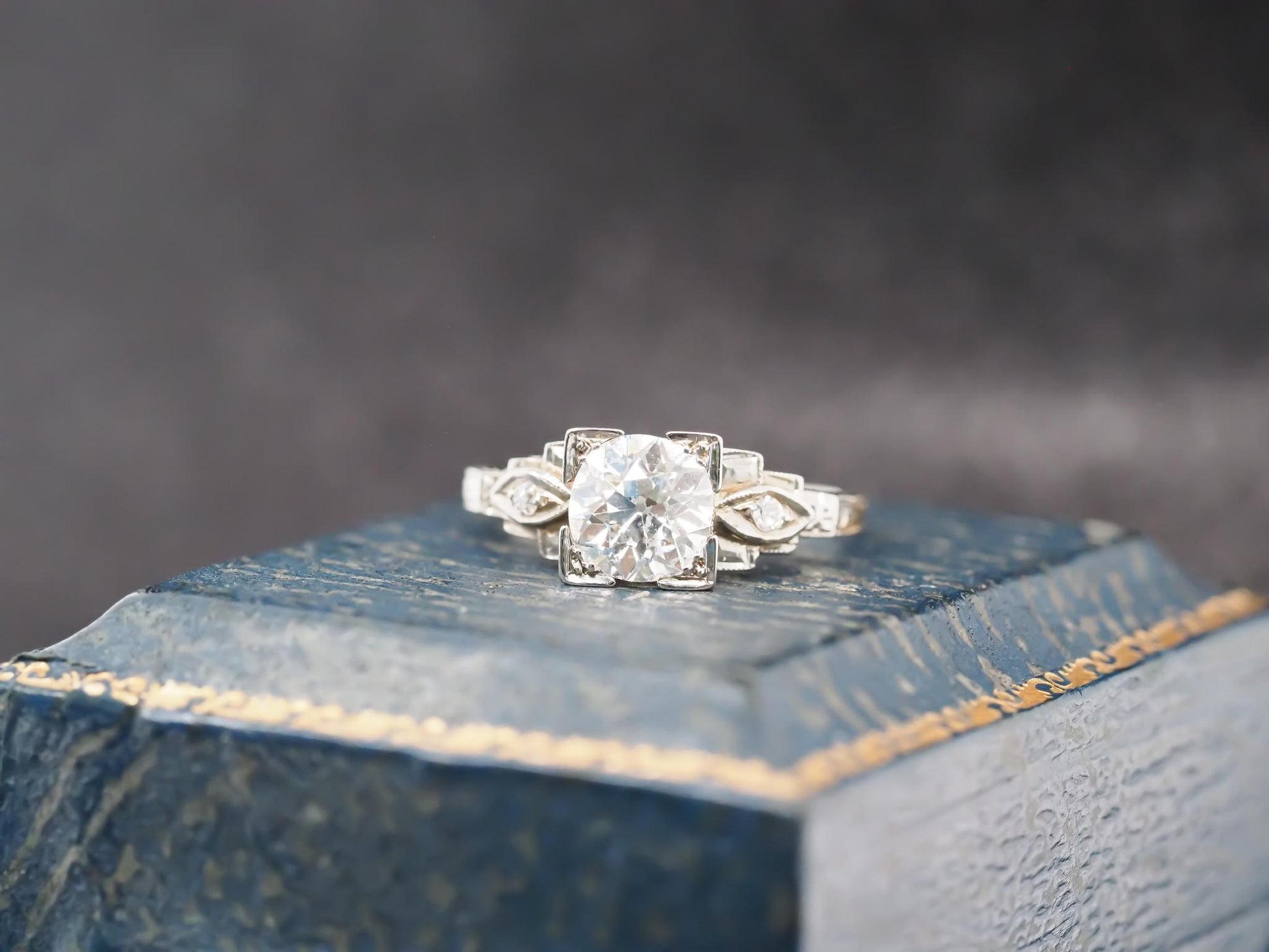 Circa 1920s 18K White Gold 1.20ct Old European Diamond Engagement Ring - VHK#831