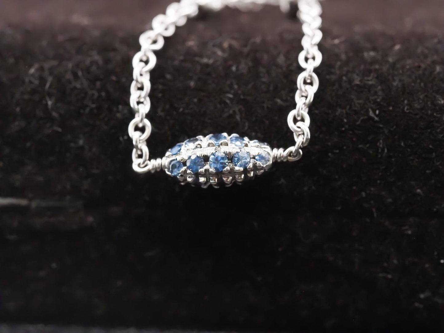 18K White Gold Diamond and Sapphire by the yard Necklace - VHK#851