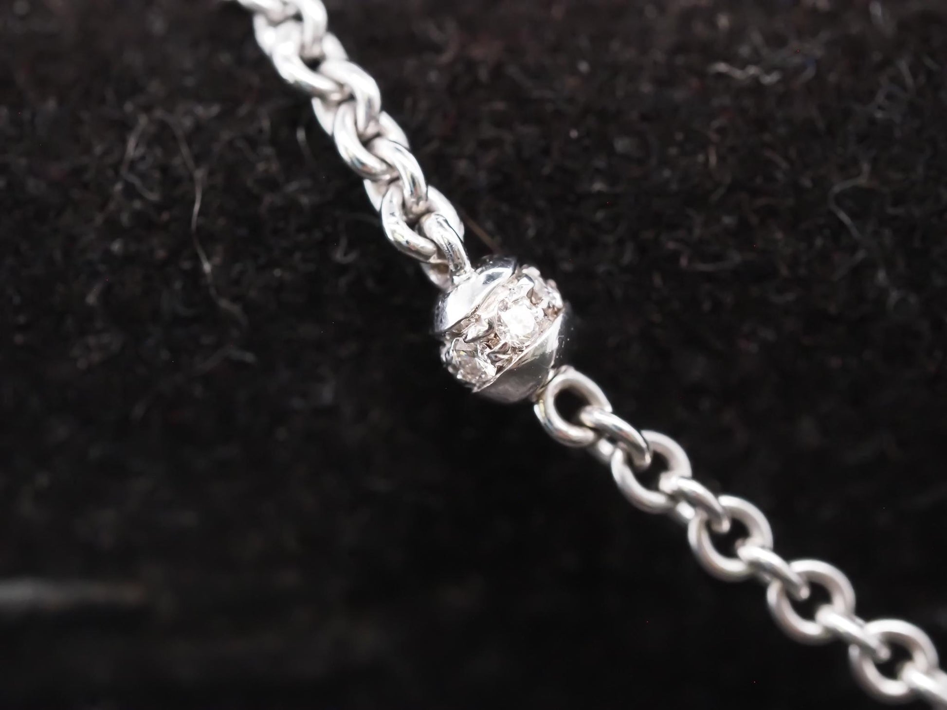 18K White Gold Diamond and Sapphire by the yard Necklace - VHK#851