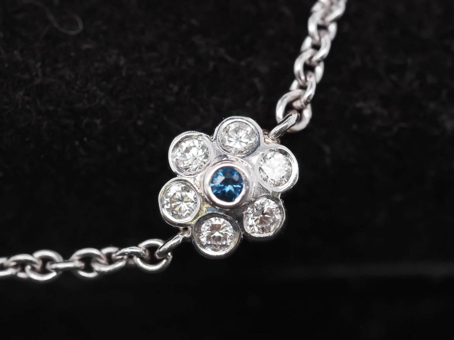 18K White Gold Diamond and Sapphire by the yard Necklace - VHK#851