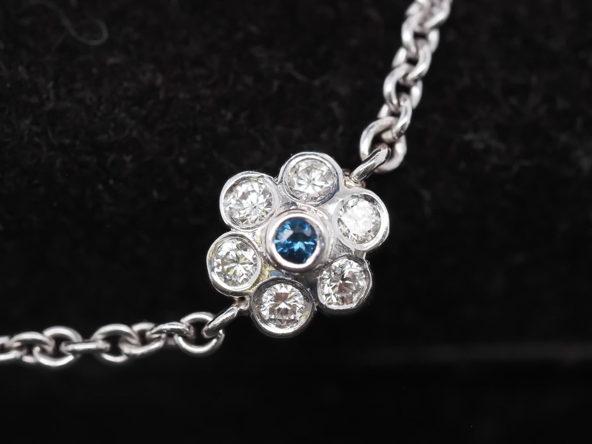 18K White Gold Diamond and Sapphire by the yard Necklace - VHK#851