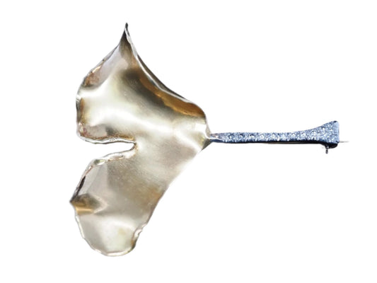 Tiffany & Co. Platinum and 18K Gold Ginko Leaf Brooch Pin
