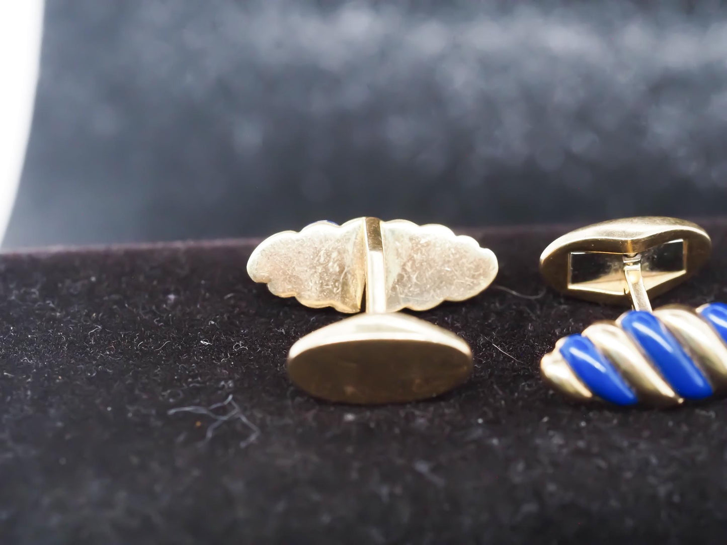 18K Yellow Gold “FRED PARIS” Blue Enamel Cufflinks - VHK#832