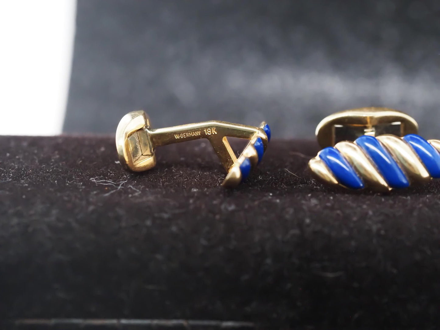 18K Yellow Gold “FRED PARIS” Blue Enamel Cufflinks - VHK#832