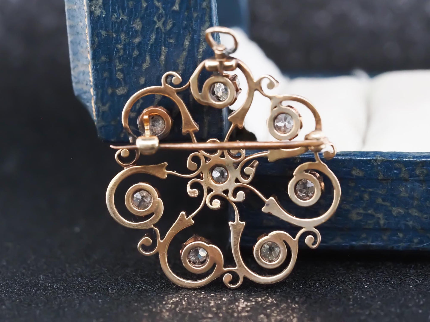 Circa 1900s 14K Yellow Gold Old Mine Diamond Pendant and Brooch - VHK#842